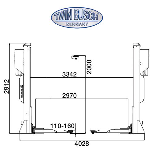 2-post-lift 5.0 t - clear floor - HEAVY LINE - GREY-Line